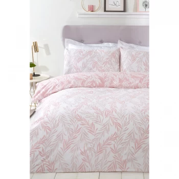 Sleepdown Leaf Duvet Set Grey Double 52% Polyester, 48% Cotton