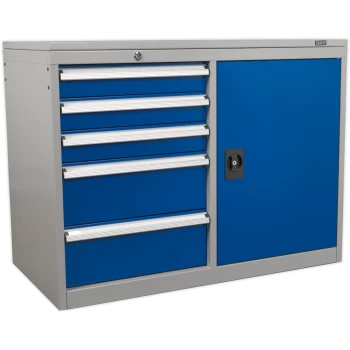 Sealey Premier Industrial Cabinet and Locker 5 Drawer Blue / Grey