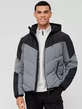 EA7 Emporio Armani Colour Block Padded Jacket - Iron Gate Grey, Iron Gate Grey, Size 2XL, Men