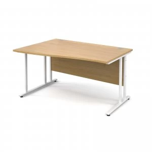 Maestro 25 WL Left Hand Wave Desk 1400mm - White Cantilever Frame OAK