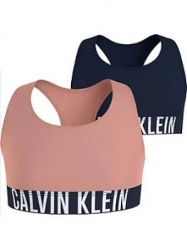 Calvin Klein Girls 2 Pack Bralette - Pink/Navy, Size Age: 14-16 Years, Women