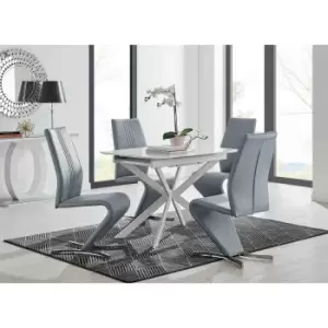 Furniture Box LIRA 100 Extending Dining Table and 4 Grey Willow Chairs