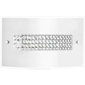 Cornwall 2 Light Wall Lamp Chrome Aluminium White Glass, Crystal LED E27 - Merano