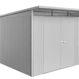 Biohort AvantGarde Double Door Metal Garden Shed 8ft5 x 9ft8 A7 - Metallic Silver