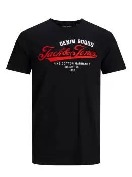 JACK & JONES Cotton Jersey Logo T-Shirt Men Black