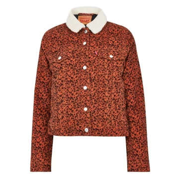 Levis Original Sherpa Collar Trucker Jacket - LEOPARD GINGER