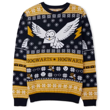 Harry Potter Owl Mail Festive Knitted Jumper - Navy - XL