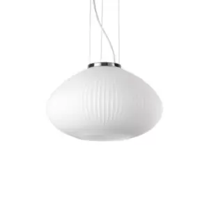 Plisse Globe Dome Pendant Ceiling Light Chrome 35cm