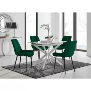 Furniture Box LIRA 100 Extending Dining Table and 4 Green Pesaro Black Leg Chairs