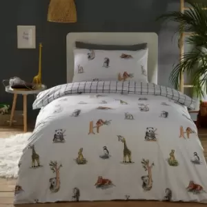 Kids Club Wildlife Single Duvet Set Animal Themed Reversible Duvet Cover Set Bedding Bed Set