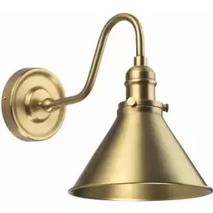 Loops - Wall Light Pyramid Shaped Downlight Up & Over Arched Arm Aged Brass LED E27 60W