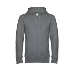 B&C Mens King Zipped Hooded Sweat (M) (Heather Mid Grey)