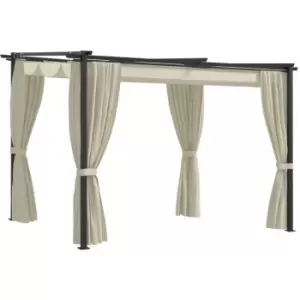 Gazebo with Curtains 3x3 m Cream Steel - Cream - Vidaxl