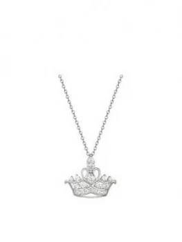 Disney Princess Sterling Silver Crystal Tiara Pendant Necklace