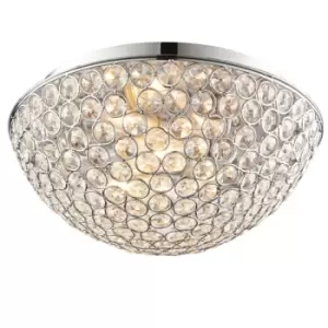 Flush Bathroom Ceiling Light Crystal Bead Dome Shade IP44 Round Lamp Bulb Holder