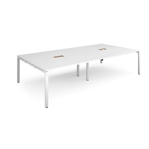 Adapt Rectangular Office Boardroom White Frame Meeting Table with Power Module Cut Out - 3200mm - white