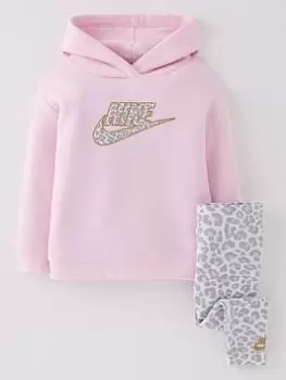 Nike Fleece Pullover & Legging Set - Pink/White, Size 12 Months, Women