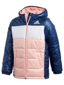 adidas Youth Synthetic Jacket - Pink/White, Size 7-8 Years, Women