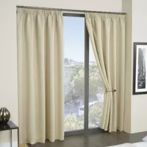 Emma Barclay Cali Thermal Woven Blackout Pencil Pleat Curtains, Beige, 46 x 72 Inch