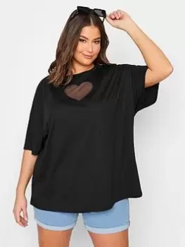 Yours Hear Cut Out Tee Black, Size 34-36, Women