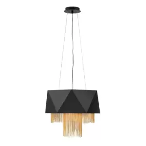 6 Bulb Ceiling Pendant Light Fitting Satin Black/ Gold LED E27 60W Bulb