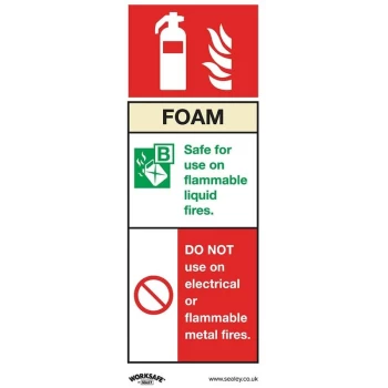 SS30V10 Safe Conditions Safety Sign - Foam Fire Extinguisher - Self-Adhesive Vinyl - Pack of 10 - Sealey