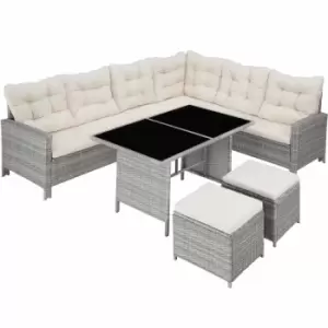 Tectake Garden Rattan Furniture Set Barletta Grey