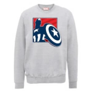 Marvel Avengers Assemble Captain America Badge Outline Sweatshirt - Grey - M