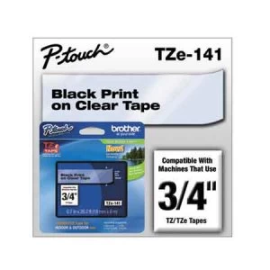 Brother TZe741 P-touch Black on Clear Laminated Tape 18mm x 8m