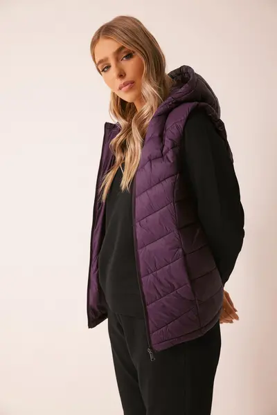 M&Co Quilted Gilet Purple