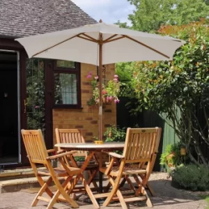 Outsunny Wooden Garden Parasol 2.5m Cream Patio Sun Umbrella