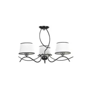 Emibig Ramar Black Multi Arm Semi Flush Ceiling light with Fabric Shades, 3x E27