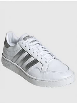 adidas Originals Team Court - White/Silver, White/Silver, Size 6, Women