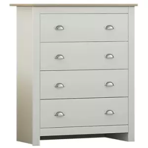 Fwstyle Traditional 4 Drawer Chest Matt Cream & Light Oak