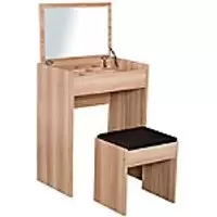 HOMCOM Dressing Table 831-191 Foam, Glass, Leather, Particle Board Wood 402mm x 602mm x 790 mm