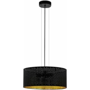 Pendant Light Colour Black Shade Black Gold Fabric With Cut Outs Bulb E27 3x40W