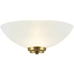 Dimmable LED Wall Light Antique Brass White Line Pattern Glass Shade Dome Lamp