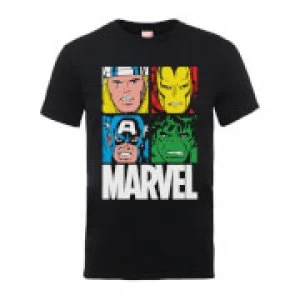 Marvel Multi Colour Main Tile Mens Black T-Shirt - L - Black