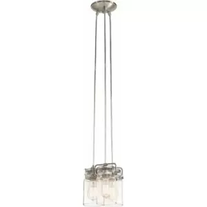 Loops - 3 Bulb Ceiling Pendant Light Fitting Brushed Nickel LED E27 60W Bulb