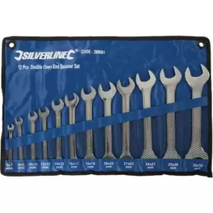 Silverline Double Open Ended Spanner Set (12 Piece) in Chrome Steel