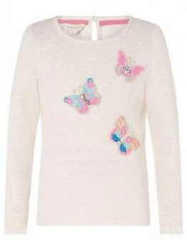 Monsoon Girls S.E.W. Butterfly Badge Top - Oatmeal, Size Age: 7-8 Years, Women