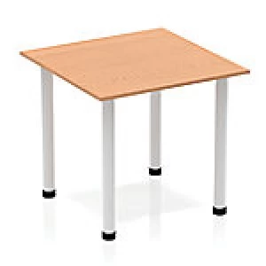 Impulse Square Table 800 Oak Post Leg Silver