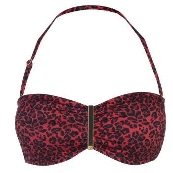 Biba Leopard Print Bandeau Bikini - Red