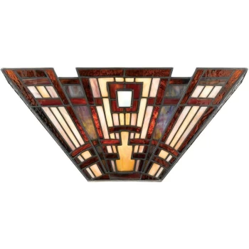 Classic Craftsman - 2 Light Tiffany Wall Uplighter - Bronze Finish, E14 - Elstead