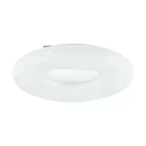 Flush Ceiling Light White Shade White Silver Plastic With Crystal Effect LED 24W