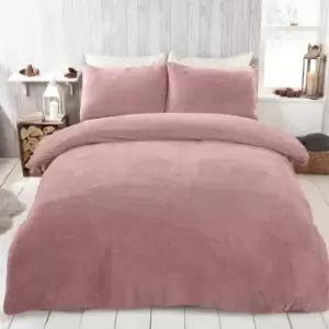 Blush Pink Teddy Duvet Set - Double