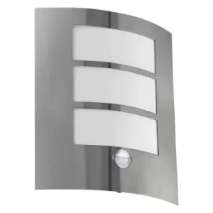 IP44 Outdoor Wall Light & PIR Motion Sensor Stainless Steel 1x 60W E27 Bulb