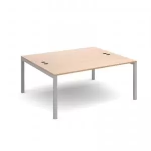 Connex back to back desks 1600mm x 1600mm - silver frame and beech top