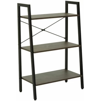 Premier Housewares - Bradbury Three Tier Dark Oak Veneer Ladder Shelf Unit