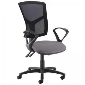 Senza high mesh back operator chair with fixed arms - Blizzard Grey